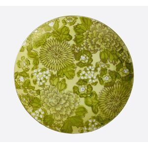 RARE Vtg Dorothy C Thorpe Dot2 Chrysanthemum Green Gold Floral Salad Plate (1)